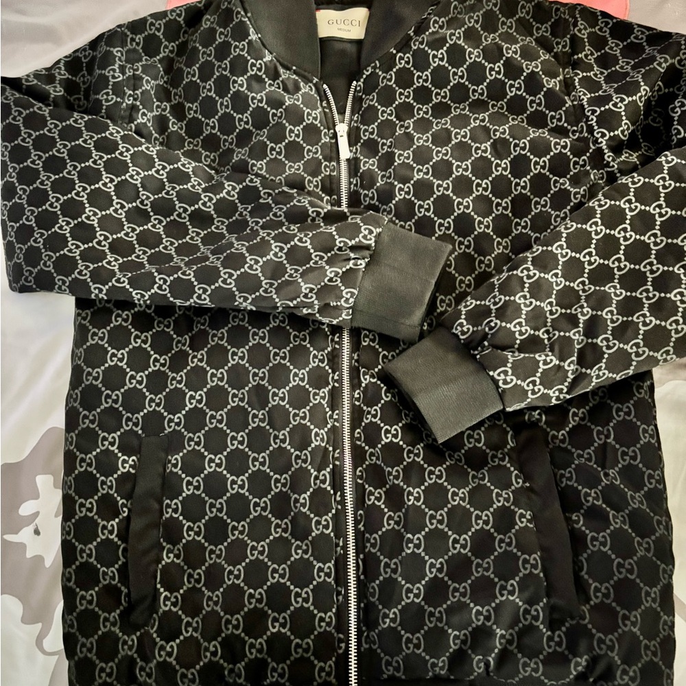 Gucci Black and Gray Monogram Jacket